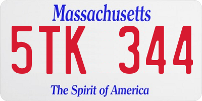 MA license plate 5TK344