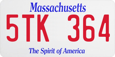 MA license plate 5TK364
