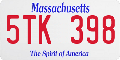 MA license plate 5TK398