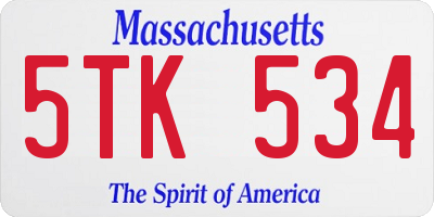 MA license plate 5TK534