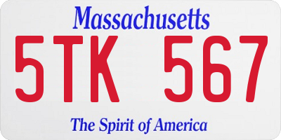 MA license plate 5TK567