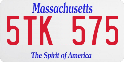 MA license plate 5TK575