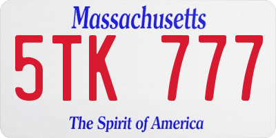 MA license plate 5TK777