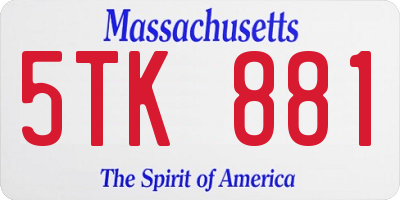 MA license plate 5TK881