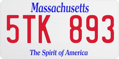 MA license plate 5TK893