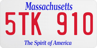 MA license plate 5TK910