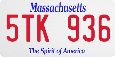 MA license plate 5TK936