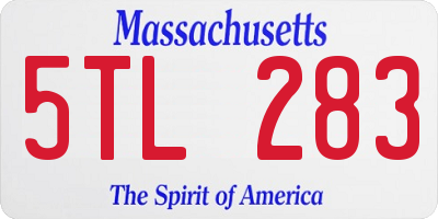 MA license plate 5TL283