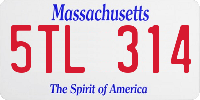 MA license plate 5TL314