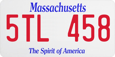 MA license plate 5TL458