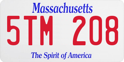 MA license plate 5TM208