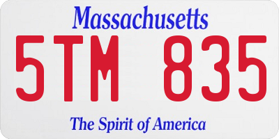 MA license plate 5TM835