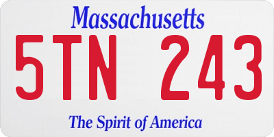 MA license plate 5TN243