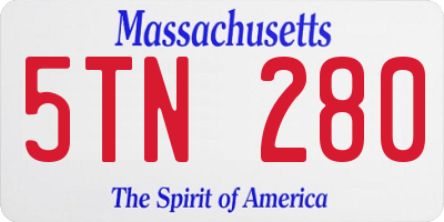 MA license plate 5TN280