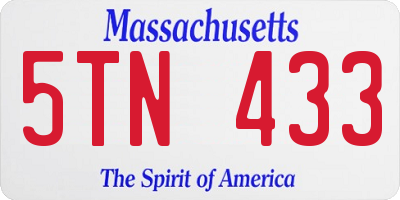 MA license plate 5TN433
