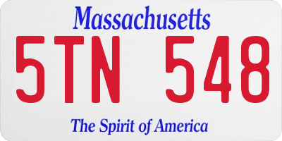 MA license plate 5TN548
