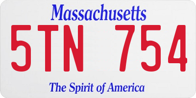 MA license plate 5TN754