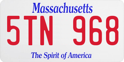 MA license plate 5TN968