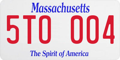 MA license plate 5TO004