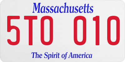 MA license plate 5TO010