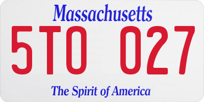 MA license plate 5TO027