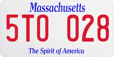 MA license plate 5TO028
