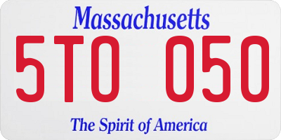 MA license plate 5TO050