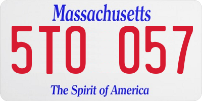 MA license plate 5TO057