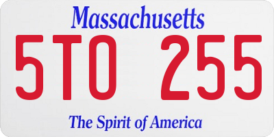 MA license plate 5TO255