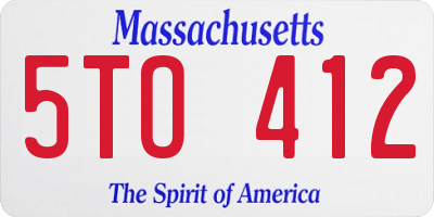 MA license plate 5TO412