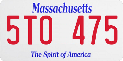 MA license plate 5TO475