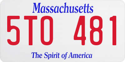 MA license plate 5TO481