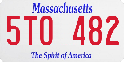 MA license plate 5TO482