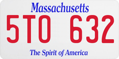 MA license plate 5TO632