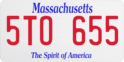 MA license plate 5TO655