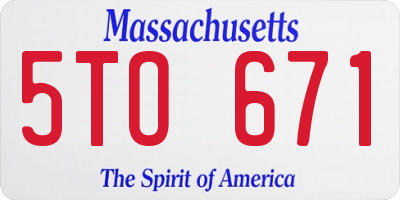 MA license plate 5TO671