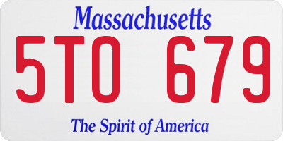 MA license plate 5TO679