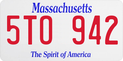 MA license plate 5TO942