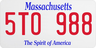 MA license plate 5TO988