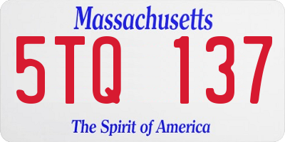 MA license plate 5TQ137