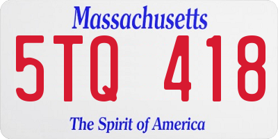 MA license plate 5TQ418