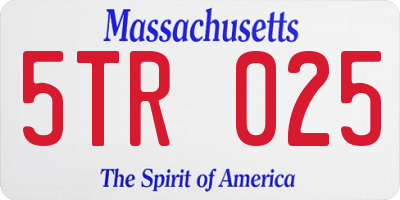 MA license plate 5TR025