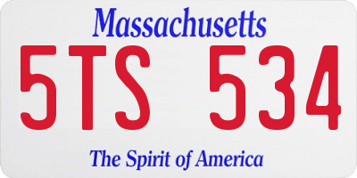 MA license plate 5TS534
