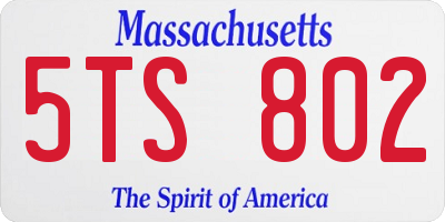 MA license plate 5TS802