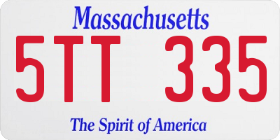 MA license plate 5TT335