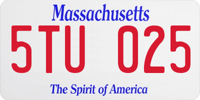 MA license plate 5TU025