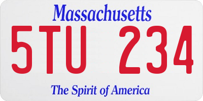 MA license plate 5TU234