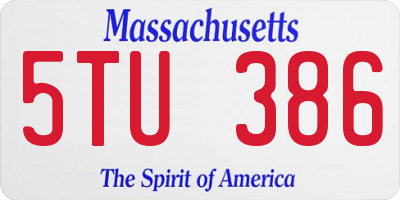 MA license plate 5TU386
