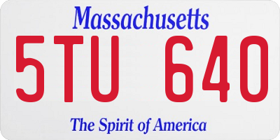MA license plate 5TU640