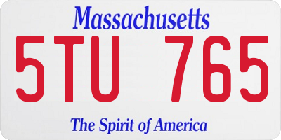 MA license plate 5TU765